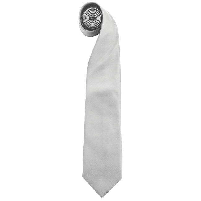 Silver - Front - Premier Mens Fashion ”Colours” Work Clip On Tie (Pack of 2)