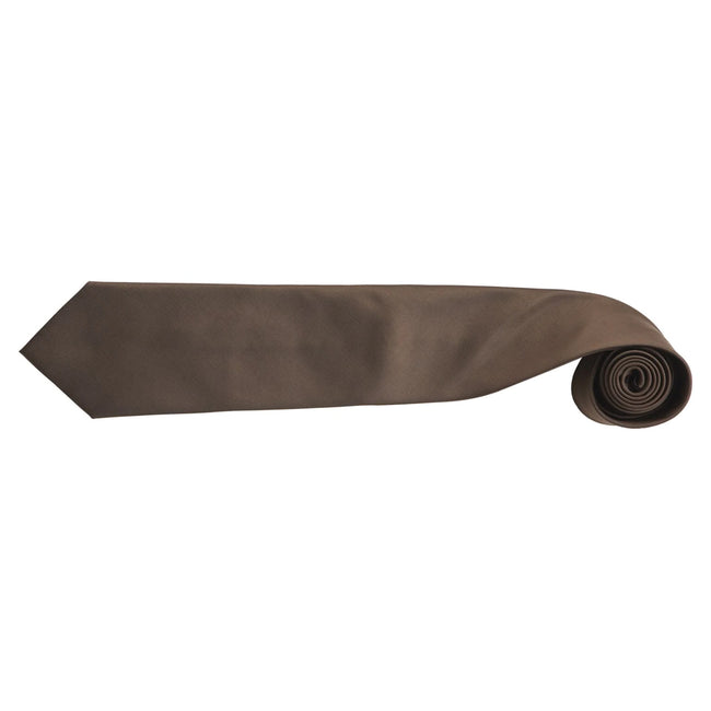Brown - Back - Premier Mens Fashion ”Colours” Work Clip On Tie (Pack of 2)