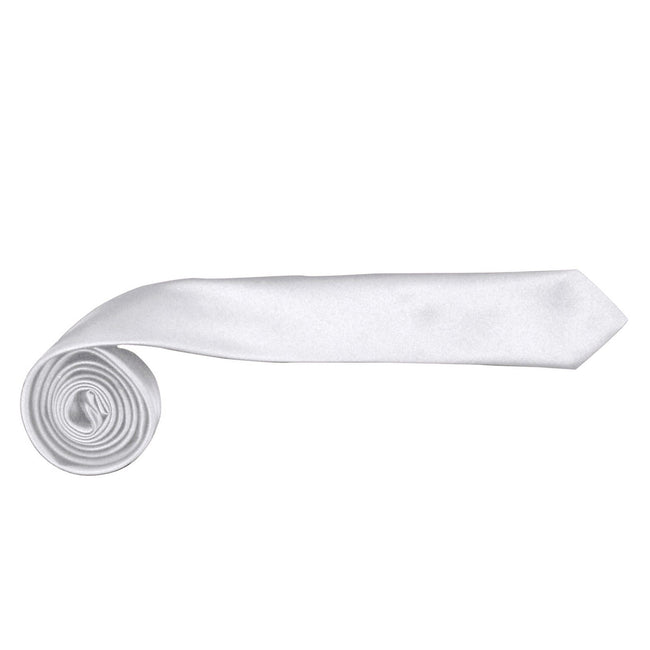 White - Back - Premier Tie - Mens Slim Retro Work Tie (Pack of 2)