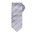 Silver-Dark Grey - Front - Premier Mens Waffle Stripe Formal Business Tie (Pack of 2)