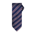 Navy-Aubergine - Front - Premier Mens Waffle Stripe Formal Business Tie (Pack of 2)