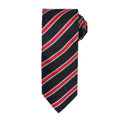 Black-Red - Front - Premier Mens Waffle Stripe Formal Business Tie (Pack of 2)