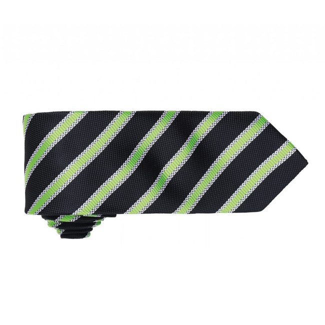 Black-Lime - Back - Premier Mens Waffle Stripe Formal Business Tie (Pack of 2)