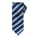 Navy- Turquoise - Front - Premier Mens Waffle Stripe Formal Business Tie (Pack of 2)