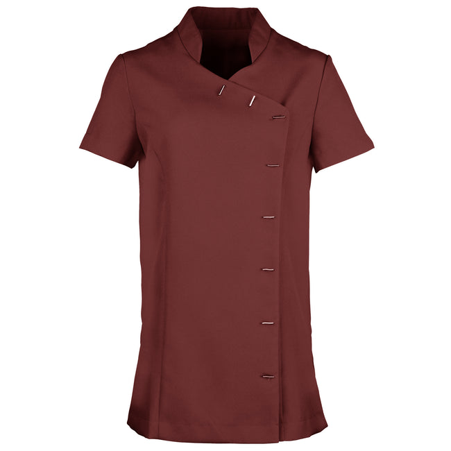 Burgundy - Front - Premier Womens-Ladies *Orchid* Tunic - Health Beauty & Spa - Workwear (Pack of 2)