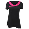 Black- Hot Pink - Front - Premier Womens-Ladies Ivy Beauty And Spa Tunic (Contrast Neckline) (Pack of 2)