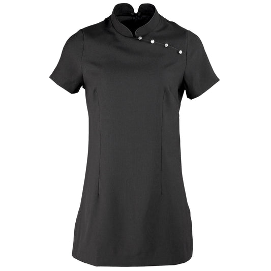 Black - Front - Premier Ladies-Womens *Mika* Tunic - Health Beauty & Spa - Workwear (Pack of 2)