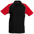 Black-Light Grey-Red - Front - Kariban Mens Contrast Baseball Polo Shirt