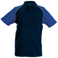 Navy-Light Grey-Royal - Front - Kariban Mens Contrast Baseball Polo Shirt