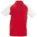 Red-Light Grey-White - Front - Kariban Mens Contrast Baseball Polo Shirt