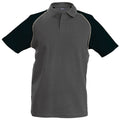 Slate Grey-Light Grey-Black - Front - Kariban Mens Contrast Baseball Polo Shirt