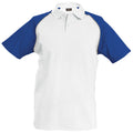 White-Light Grey-Royal - Front - Kariban Mens Contrast Baseball Polo Shirt