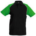 Black-Light Grey-Green - Front - Kariban Mens Contrast Baseball Polo Shirt