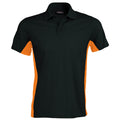 Black-Orange - Front - Kariban Mens Short Sleeve Flag Polo Shirt (Dual Colour)