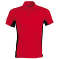 Red-Black - Front - Kariban Mens Short Sleeve Flag Polo Shirt (Dual Colour)