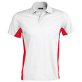 White-Red - Front - Kariban Mens Short Sleeve Flag Polo Shirt (Dual Colour)
