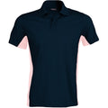 Navy- Pink - Front - Kariban Mens Short Sleeve Flag Polo Shirt (Dual Colour)