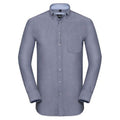 Oxford Navy-Oxford Blue - Front - Russell Collection Mens Long Sleeve Tailored Oxford shirt