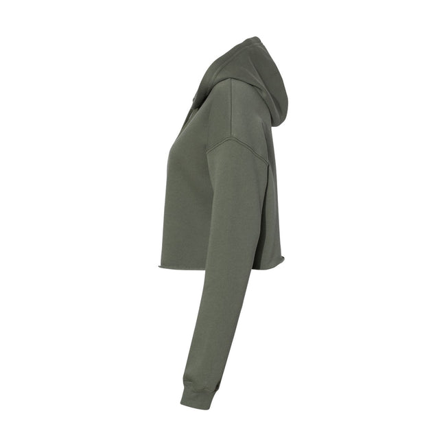 Military Green - Back - Bella + Canvas Womens-Ladies Cropped Fleece Hoodie