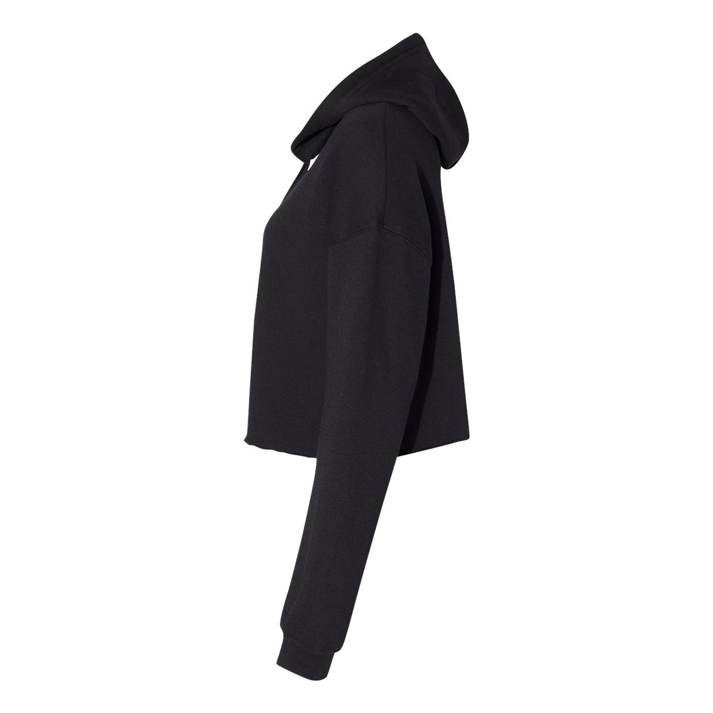 Black - Side - Bella + Canvas Womens-Ladies Cropped Fleece Hoodie