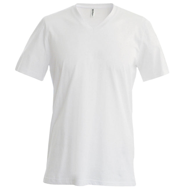 White - Front - Kariban Mens Short Sleeve V Neck Slim Fit T-Shirt