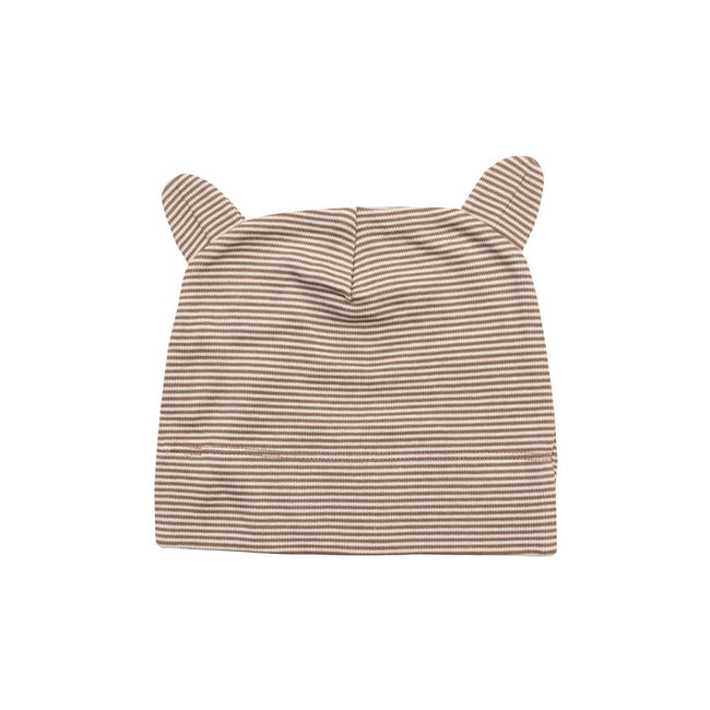 Organic Natural-Mocha - Front - Babybugz Little Hat With Ears
