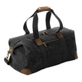 Black - Front - Quadra Heritage Leather Accented Waxed Canvas Holdall