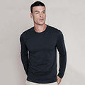 Black - Back - Kariban Mens Slim Fit Long Sleeve Crew Neck T-Shirt