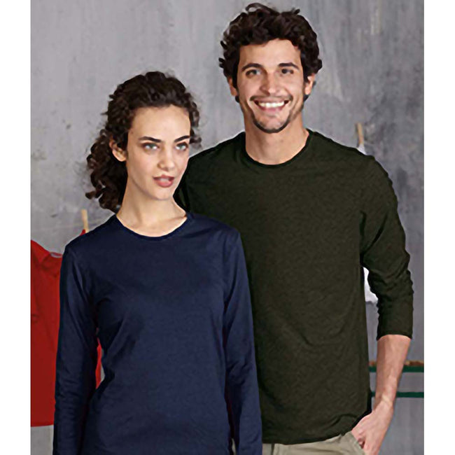 Black - Lifestyle - Kariban Mens Slim Fit Long Sleeve Crew Neck T-Shirt