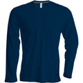 Navy - Front - Kariban Mens Slim Fit Long Sleeve Crew Neck T-Shirt