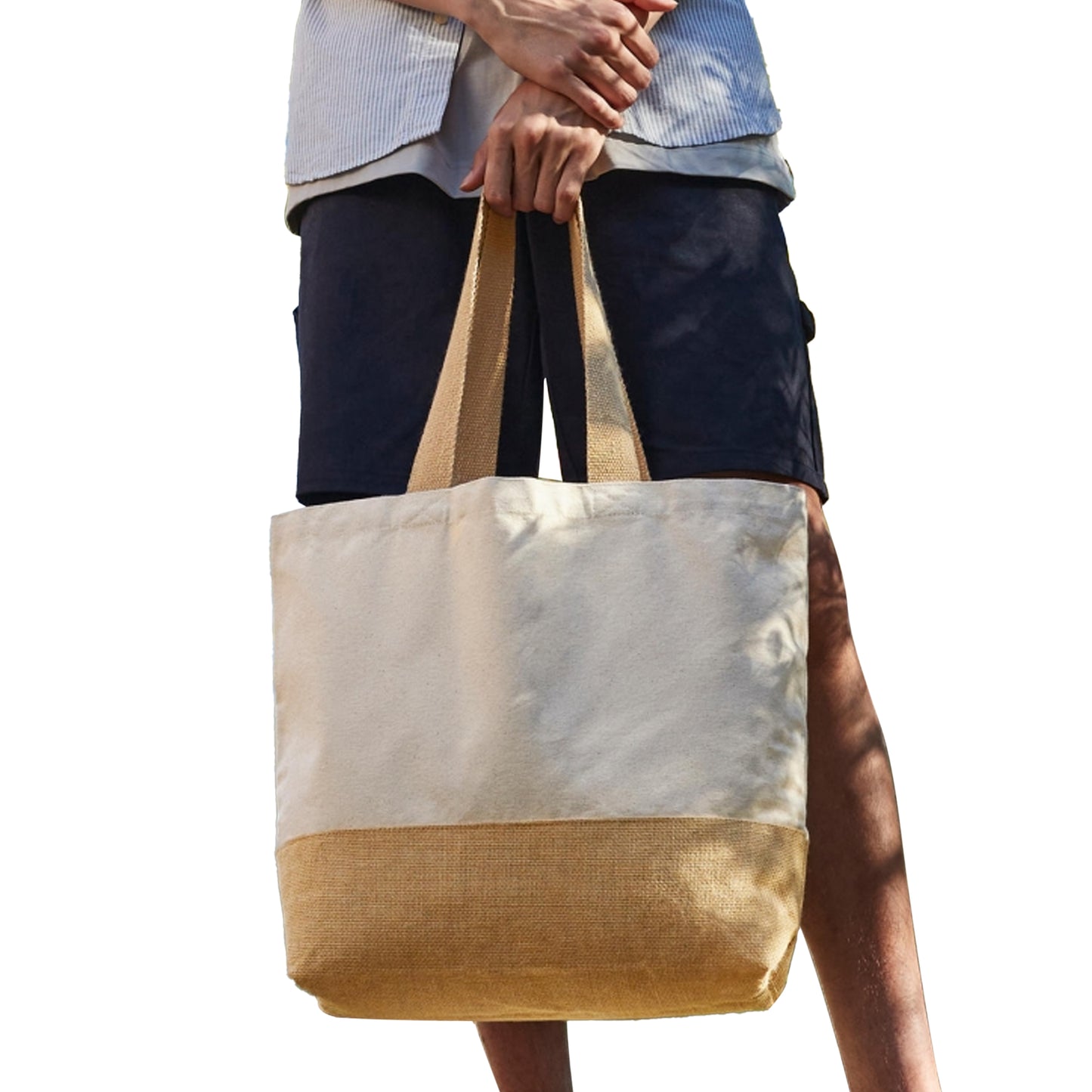 Natural - Back - Westford Mill Jute Base Canvas Tote