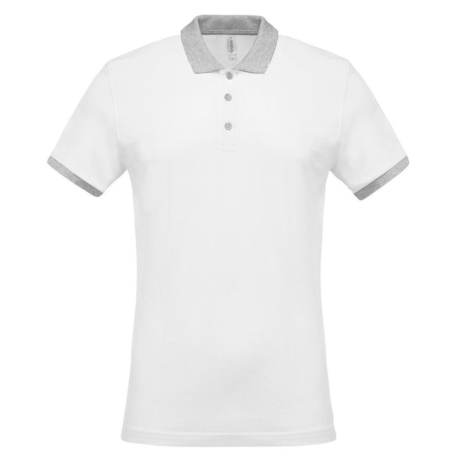 White-Oxford Grey - Front - Kariban Mens Two-Tone Pique Polo Shirt