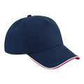 French Navy-Classic Red-White - Front - Beechfield Authentic 5-Panel Cap