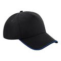 Black-Bright Royal - Front - Beechfield Authentic 5-Panel Cap