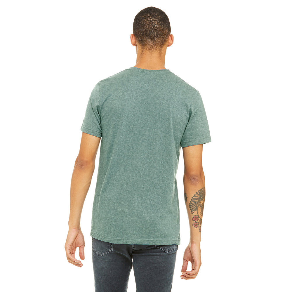 Heather Dusty Blue - Pack Shot - Bella + Canvas Adults Unisex Heather Cvc Short Sleeve T-Shirt