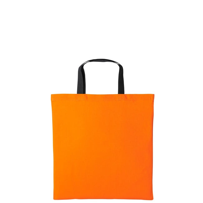 Orange-Black - Front - Nutshell Varsity Cotton Shopper Short Handle Tote