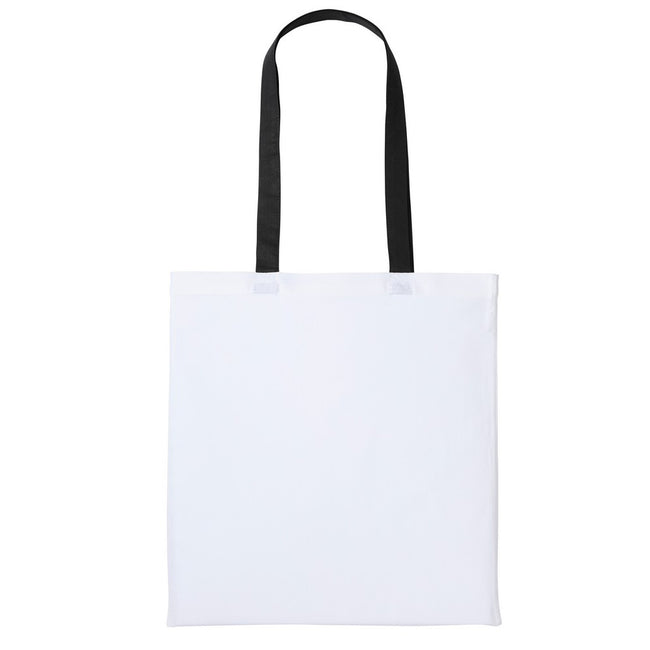 White-Black - Front - Nutshell Varsity Cotton Shopper Long Handle Tote