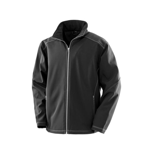Black - Front - Result Work Guard Mens Treble Stitch Softshell Jacket