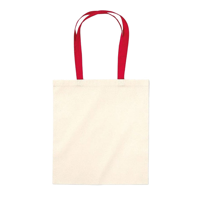 Natural-Classic Red - Front - Westford Mill Contrast Handle Bag For Life