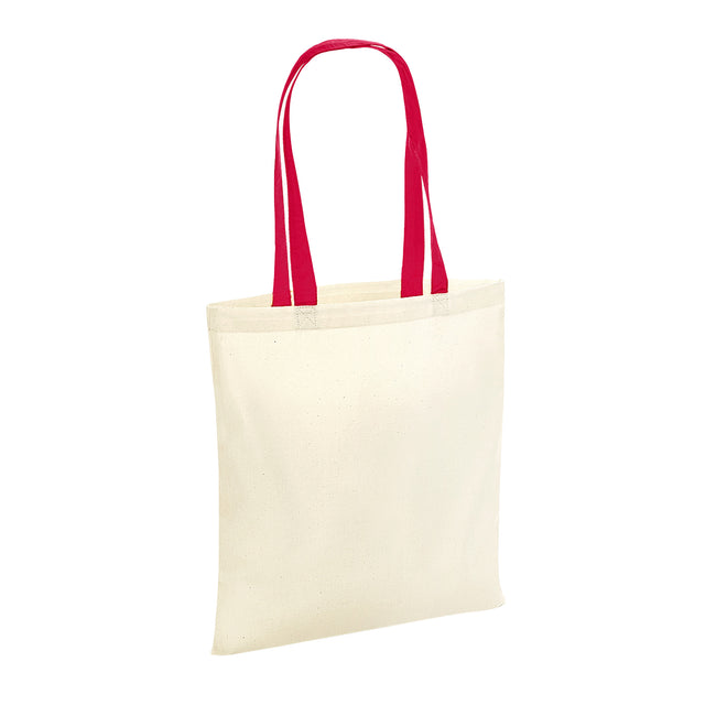 Natural-Classic Red - Back - Westford Mill Contrast Handle Bag For Life