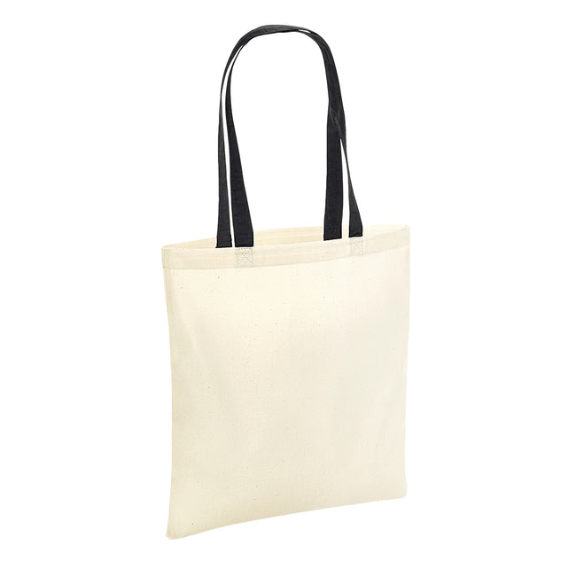 Natural-Black - Back - Westford Mill Contrast Handle Bag For Life