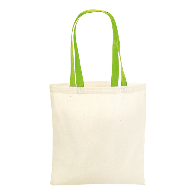 Natural-Lime Green - Front - Westford Mill Contrast Handle Bag For Life