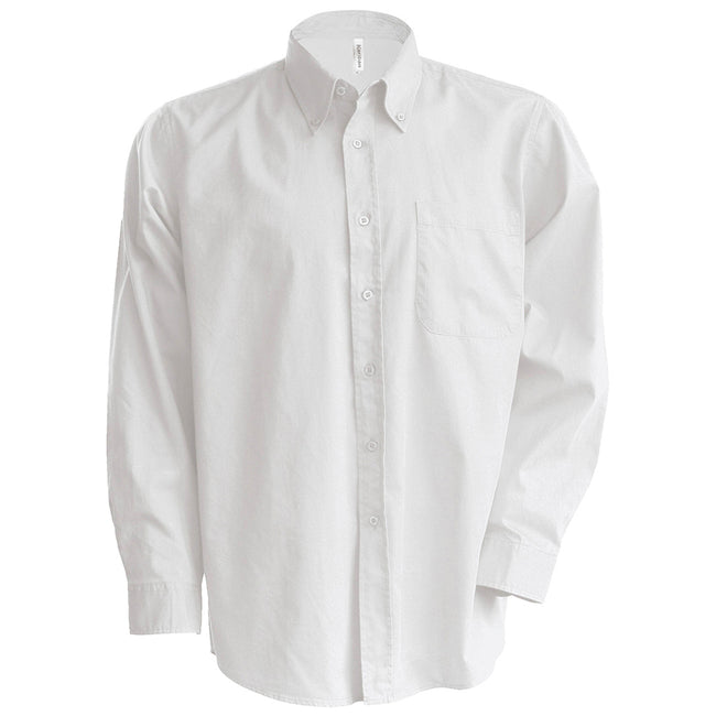 White - Front - Kariban Mens Long Sleeve Easy Care Oxford Shirt