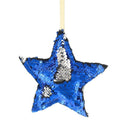 Blue-Silver - Front - Christmas Shop 16.5cm Reversible Xmas Sequin Star