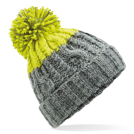 Light Grey-Citron - Front - Beechfield Unisex Adults Apres Cuffed Beanie