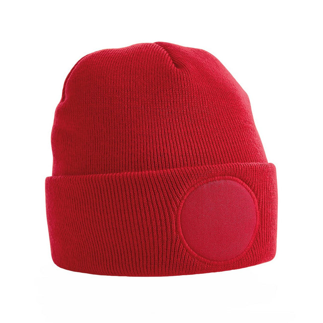 Classic Red - Front - Beechfield Unisex Circular Patch Cuffed Beanie