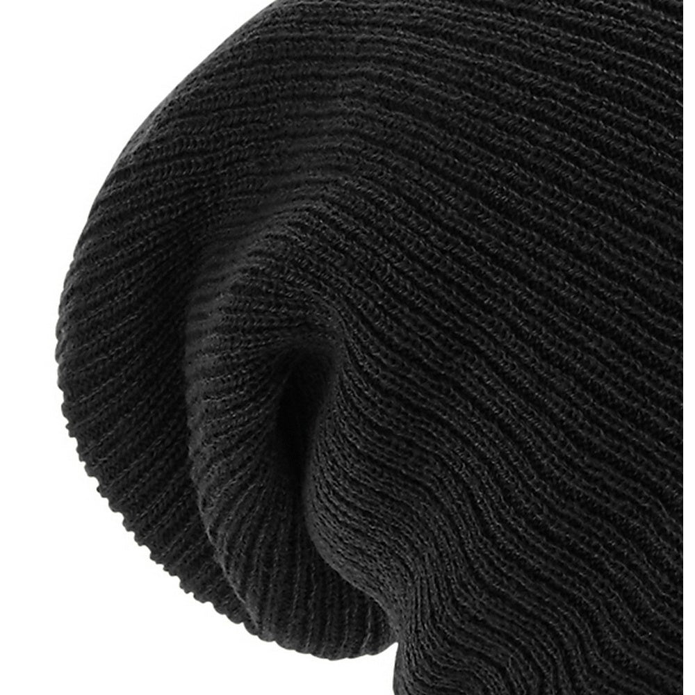 Black - Back - Beechfield Unisex Heavy Gauge Slouch Beanie