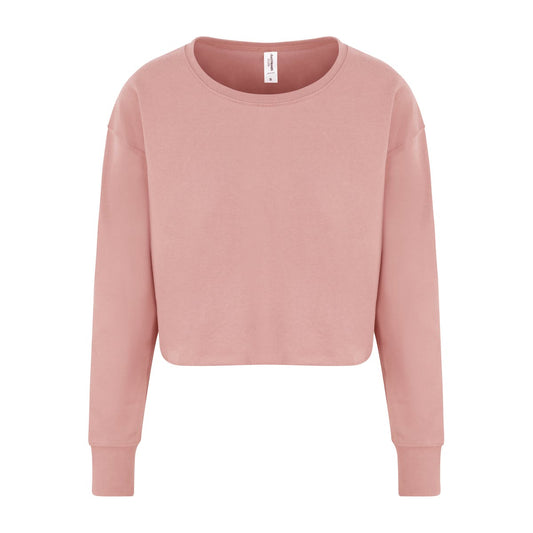 Dusty Pink - Front - AWDis Hoods Womens-Ladies Cropped Sweatshirt