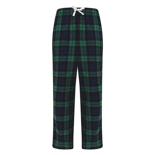 Navy-Green Check - Front - SF Minni Childrens-Kids Tartan Lounge Pants