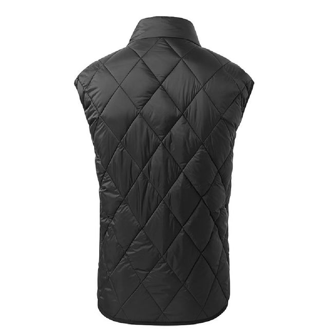 Black - Back - 2786 Mens Diamond Pane Padded Gilet